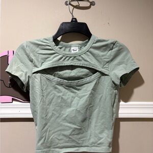 TNA Light Green Cutout Crop Top